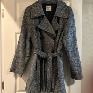 Black and white tweed like midi jacket